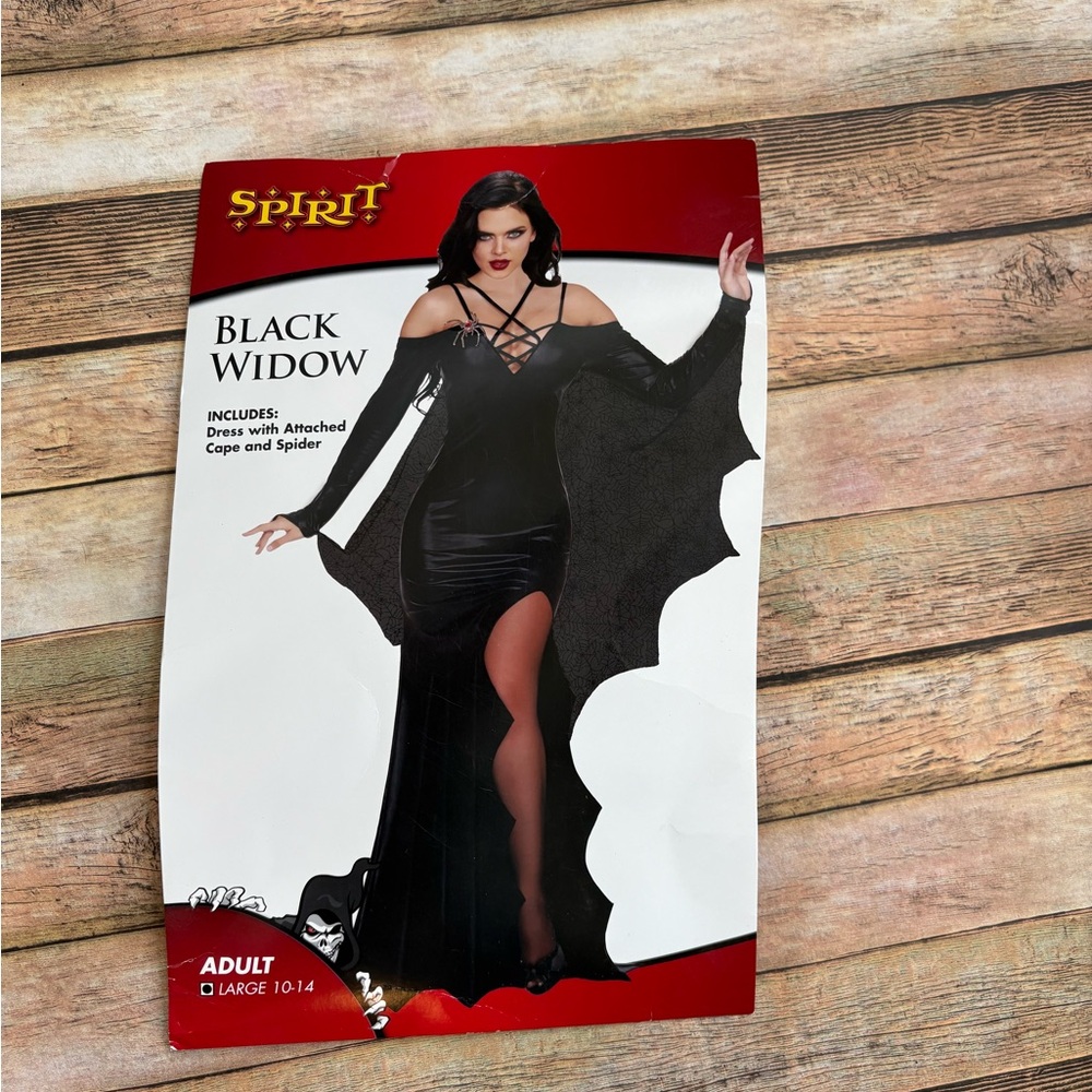 Spirit Black Widow Dress with Cape Halloween Costume